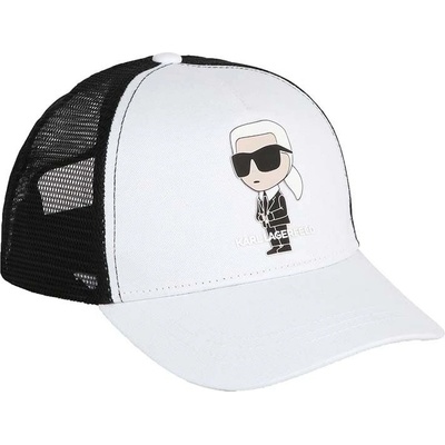 Karl Lagerfeld Детска памучна шапка с козирка Karl Lagerfeld в бяло с апликация (Z30175.)