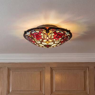 Elstead Lighting Quoizel QZ-LARISSA-F - Таванно осветително тяло Tiffany LARISSA 2xE27/40W/230V (ED1138)