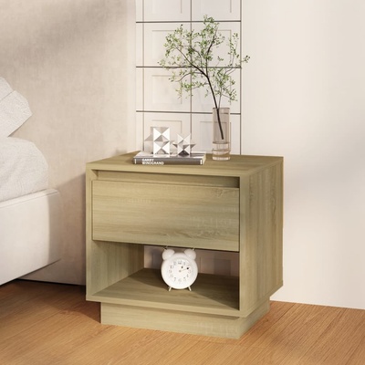 vidaXL Нощно шкафче, опушен дъб, 45x34x44 см, инженерно дърво (809518)