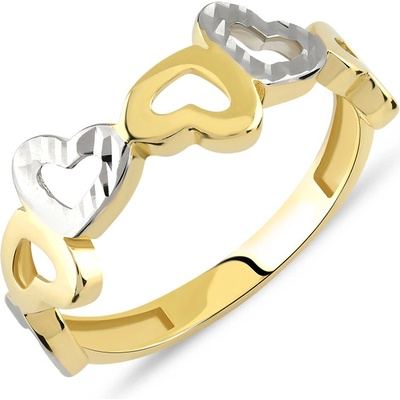 Lillian Vassago Zlatý prsten se srdíčky LLV85 GR029