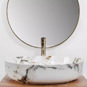 Rea Queen Carrara 55 cm shiny white marble (5902557366521)