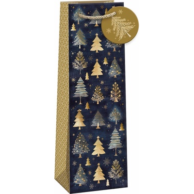 ARGUS Darčeková taška na víno (13 x 37.5 cm) - Moderné zlaté stromčeky 08390171