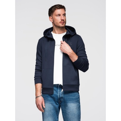 Ombre Clothing Мъжко суитшърт с качулка от гладко плетиво - тъмно синьо V4 OM-SZBC-0196 Ombre Clothing Ombre Clothing | Sin | МЪЖЕ | XL