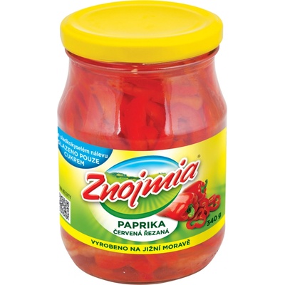 Znojmia Paprika červená řezaná sterilovaná v kořeněném sladkokyselém nálevu 340g