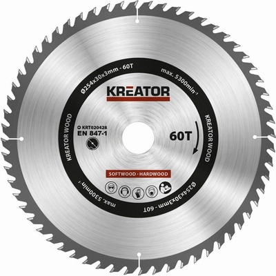 Kreator KRT020428 Pílový kotúč na drevo 254mm, 60T