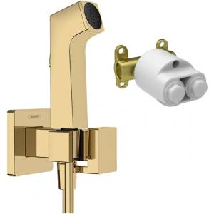 Hansgrohe Комплект хигиеничен душ с вграден корпус Hansgrohe Bidette E EcoSmart, 1 струя, лъскаво злато (29233990+29235180)