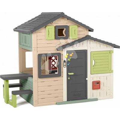 Smoby Domček Priateľov s piknik stolom v prírodných farbách Friends House Evo Playhouse Life