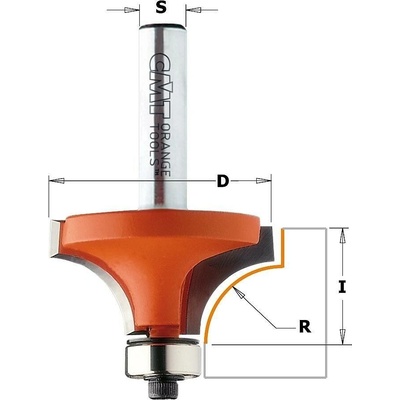 CMT Orange Tools CMT | Radiusová fréza – vydutá, pro vnější zaoblení hran / stopka Ø8 mm Upínací stopka: 8 mm, Pracovní délka: 12,7 mm, Radius: R 3 mm