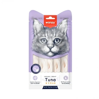 Wanpy Creamy Tuna Crab кремообразно лакомство за котки с риба тон и раци, 5*14gr
