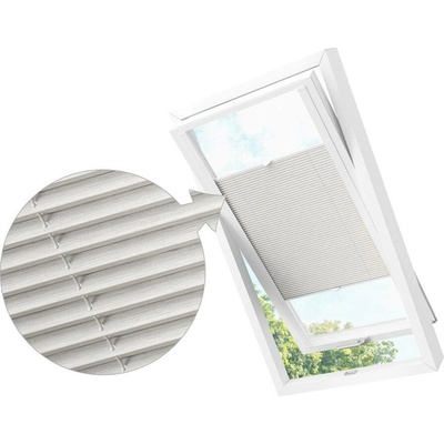 Zebra-shop Zastiňující roleta Plissé pro střešní okno Bílo Šedý melír PD304 Velux M04 bílá