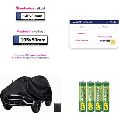 Mamido základná sada 4v1 pre elektrické autíčko veľkosť S AAA ŠPZ