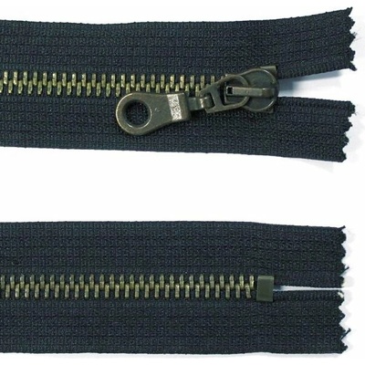 Kovový zip no.5 nerozepínací 18cm černý (staromosazné zoubky)