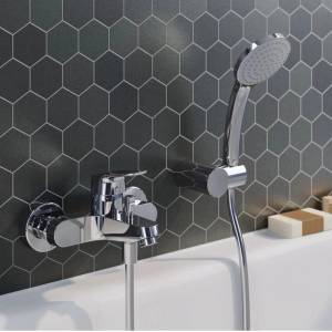 Ideal Standard Смесител за вана и душ Ideal Standard Ceraflex с гланцов хром и душ комплект (B1722AA)