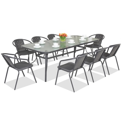 Garden Point Метални мебели за градина Modena/ Bergamo за 8 души с голяма маса Garden Point антрацит (GAP393-8)