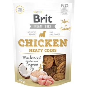 Brit Jerky Snack Пилешки месни монети с насекоми 80г