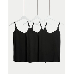 Marks & Spencer Тилко на презрамки с висок дял памук, 3 бр. Marks & Spencer черно Marks & Spencer | Cheren | ЖЕНИ | XS