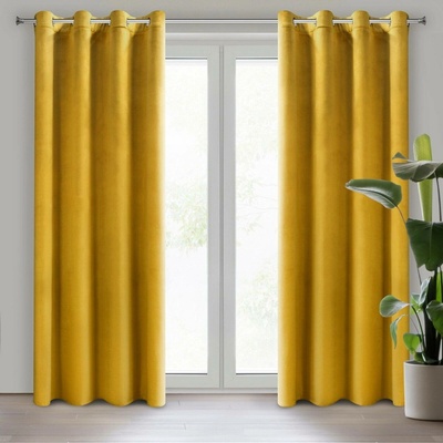 Design 91 ZATEMŇOVACÍ ZÁVĚS NA KROUŽCÍCH ROSA 140X250 CM HOŘČICOVÁ
