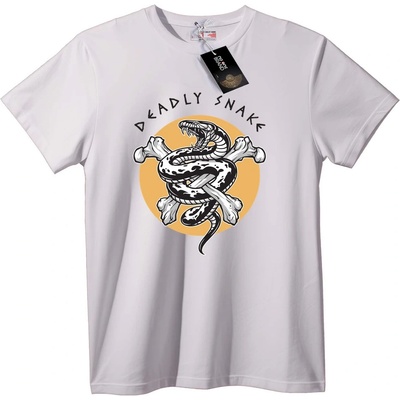 NOONEBRAND Тениска Смъртоносна Змия с Кръстосани Кости - XS, White