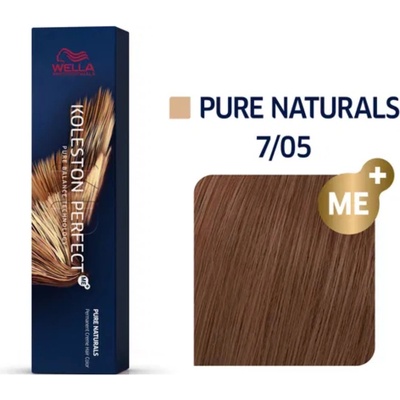 Wella Professionals Koleston Perfect ME+ Pure Naturals barva bez amoniaku 7/05 Medium Blonde Natural Mahogany 60 ml