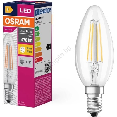 OSRAM LED Крушка FILAMENT B40 E14/4W/230V 2700K - Osram (P225666)
