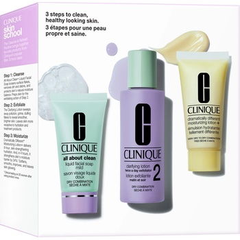 Clinique КОМПЛЕКТ CLINIQUE Skin School Supplies: Cleanser Refresher Course For Dry Skin Types (Type 1 & 2) Сапун дамски