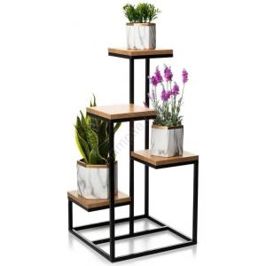 HowHomely Стойка за цветя KASKADA 79x40 черен/кафяв (DD0193)