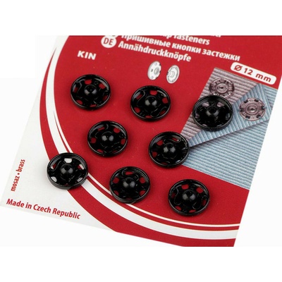 Kovové patentky / stiskací knoflíky Varianta: 4/12 mm 4 černá, Balení: 1 karta
