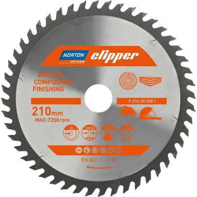 Norton Clipper Pilový kotouč Wood Finishing 210x30 2,8/1,8 48T ATB – Zbozi.Blesk.cz