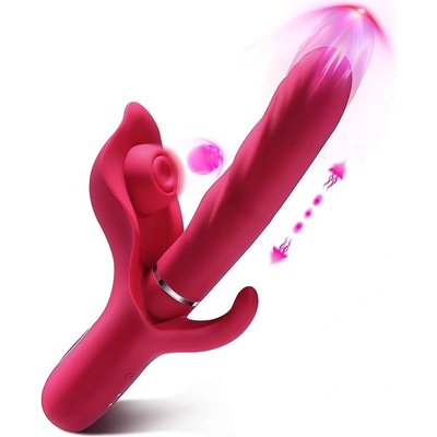 Paloqueth Thrusting 3-in-1 G-Spot Rabbit Triple Vibrator Red