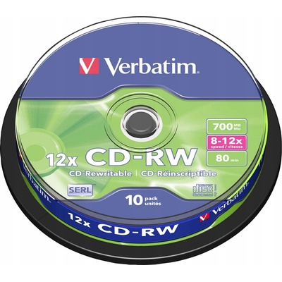 Verbatim CD-RW 700MB 12x, SERL, spindle, 10ks (43480) – Zboží Živě