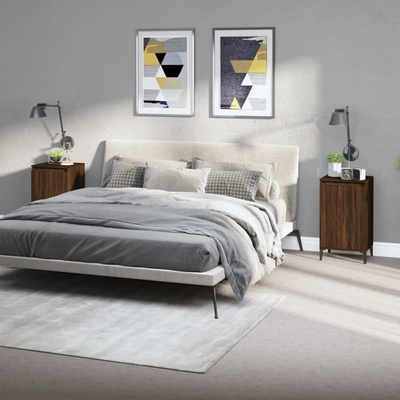 vidaXL Нощни шкафчета, 2 бр, кафяв дъб, 40x35x70 см, инженерно дърво (819659)