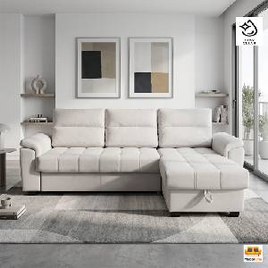 Mebelone Разтегателен диван Auguste Light Grey Универсална Посока