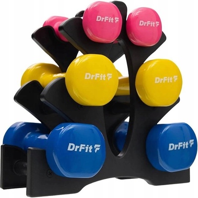 DrFit Pevné jednoručky potažené pogumované sada 2 x 1 kg 2 x 2 kg 2 x 3 kg)
