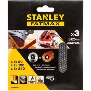 STANLEY Велкро шлайфмашина 125 мм, p80, p120 и p240 sta39267 (sta39267)