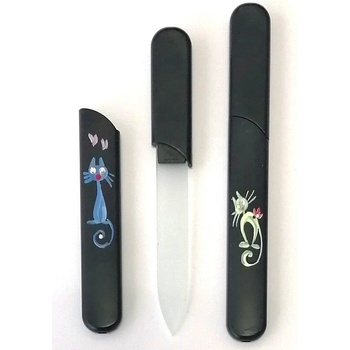 Bohemia Crystal Skleněný pilník s krytkou Black ručně malovaný s krystaly Swarovski