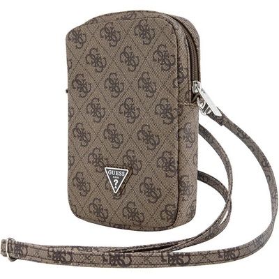 Guess PU 4G Triangle Logo Wallet Phone Bag Zipper hnědé
