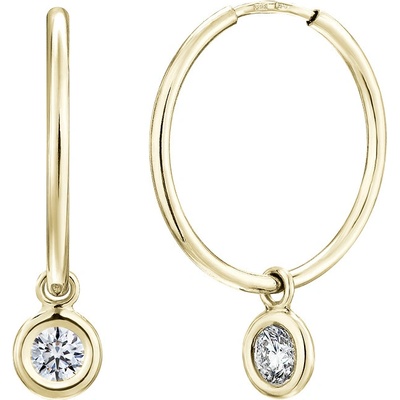 Tiami Kruhové náušnice s přívěskem Sweetie ze žlutého zlata s diamanty střední ESWY20002