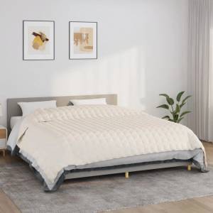 vidaXL Утежнено одеяло светлокремаво 235x290 см 15 кг плат (350769)