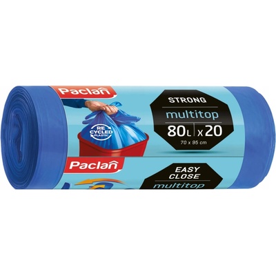 Paclan Vrecia na odpad MULTITOP pevné 4uväzovacie rohy, 80L 20ks 23µm