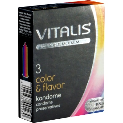 ostatní Vitalis Premium Single: Color & Flavour, 3 multi-colored condoms