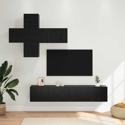 vidaXL Комплект ТВ шкаф Монтиране на стена 3 pcs Инженерна дървесина (3438611)
