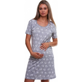 Těhotenská i kojící košilka do porodnice 1C2991 šedá