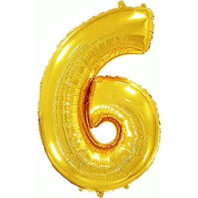 Foliový balónek číslo 6 zlatý 100 cm