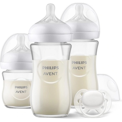 Philips Подаръчен комплект за бебе Natural Response SCD878/11 с 3 стъклени шишета и залъгалка 0м+ (00A.0602.001)