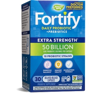 Nature's Way Пробиотик + пребиотици - високо дозирани - Fortify Probiotic Extra Strength, 50 млрд. активни пробиотици, 30 капсули (10673)