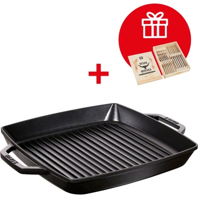 Staub grilovaci panev indukce ctvercovy Graphit-grau 33 cm