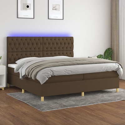 vidaXL 11461.3135704 Boxspring postel s matrací a LED tmavě hnědá textil