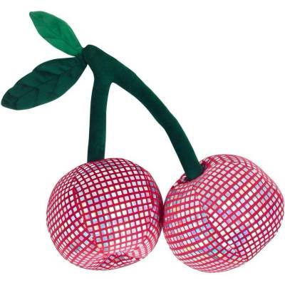 Catherine Lansfield Plyšový dekoračný vankúš Disco Cherries 25x30