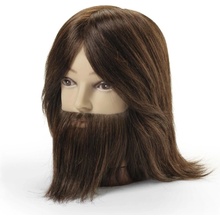 ​BraveHead 9856 Male w. beard dark brown mužská cvičná hlava s bradou, 100% ľudské vlasy