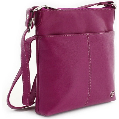 Fialovoružová dámska kožená zipsová crossbody kabelka Jenny